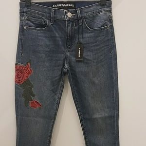 Express Ankle Floral Design Jeans